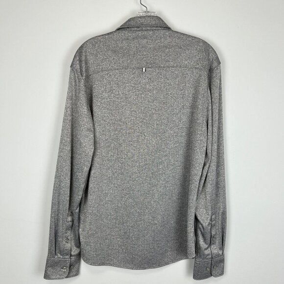 Stone Rose Mens Hi Tech Gray Herringbone Button Up Shirt Long Sleeves size M - Picture 5 of 12